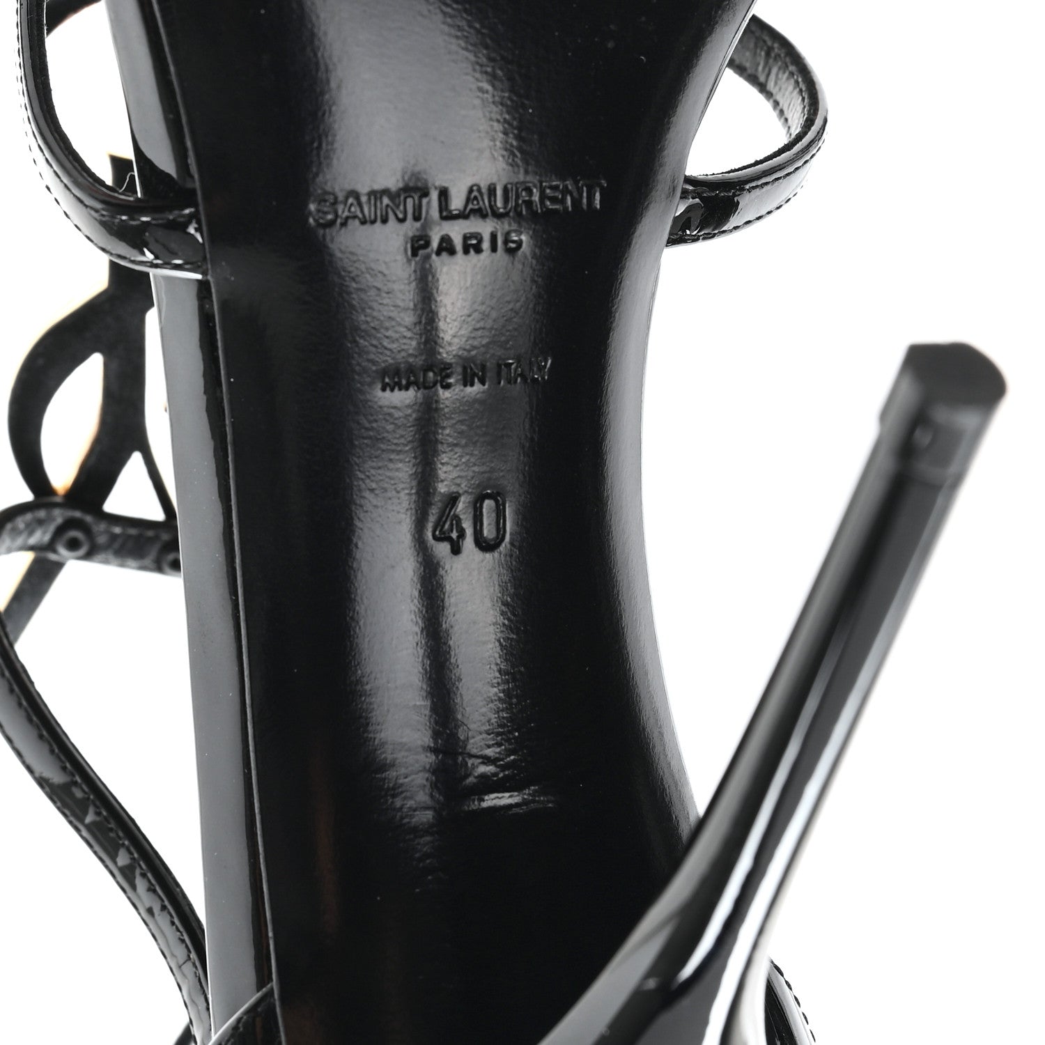 Saint Laurent Patent Cassandra 100 Ankle Strap Sandals 40 Black 7 of 10