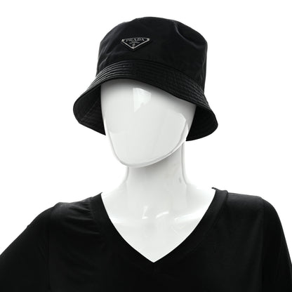 Prada Re-Nylon Metal Triangle Logo Mens Bucket Hat S Black 2 of 10