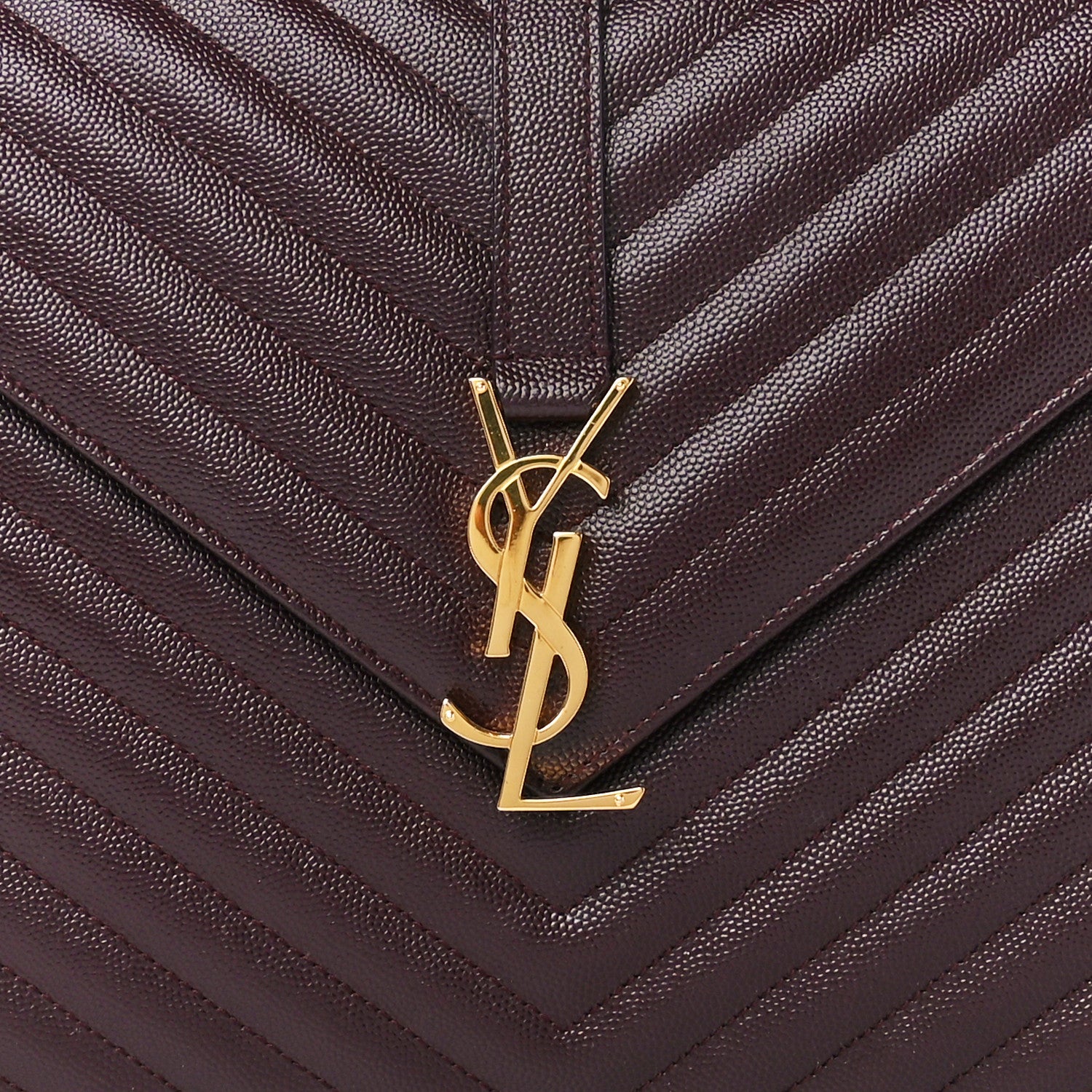 Saint Laurent Grain De Poudre Matelasse Chevron Large Monogram Satchel Rouge Legion 9 of 11