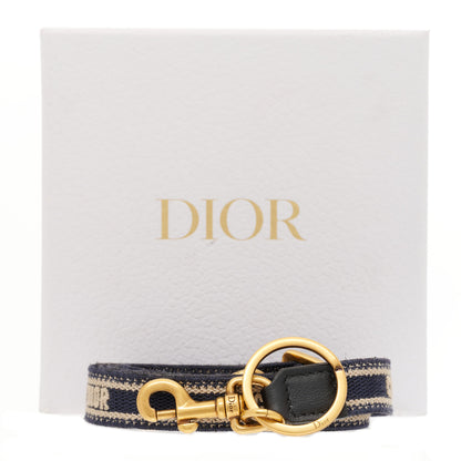 Christian Dior Canvas Embroidered Key Chain Shoulder Strap Blue White 5 of 5