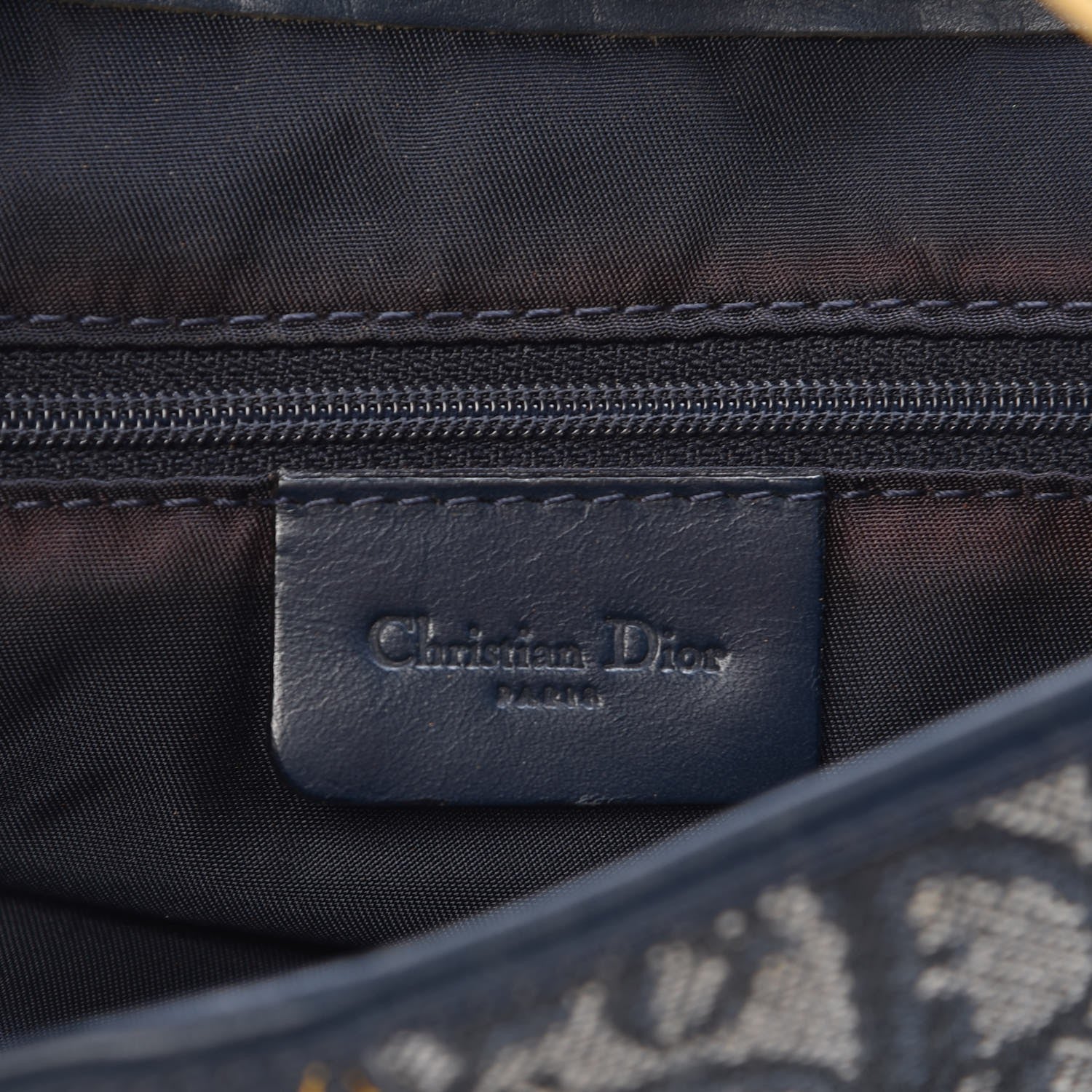 Christian Dior Monogram Double Saddle Bag Navy Blue 6 of 10