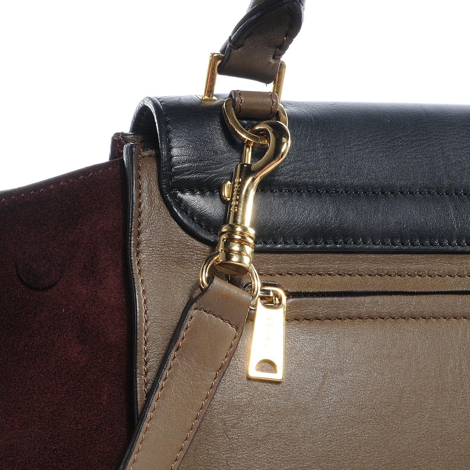 Celine Calfskin and Suede Small Tri-Color Trapeze Black 5 of 11