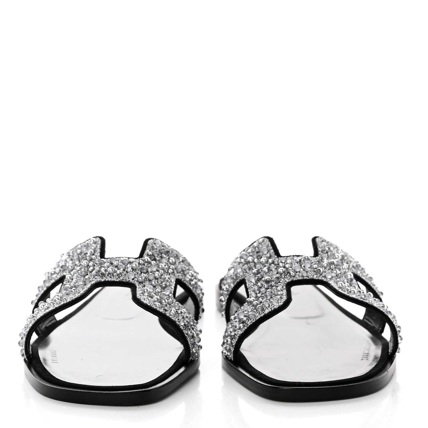 Velvet Goatskin Crystal Beads Oran Sandals 37.5 Gris Argente