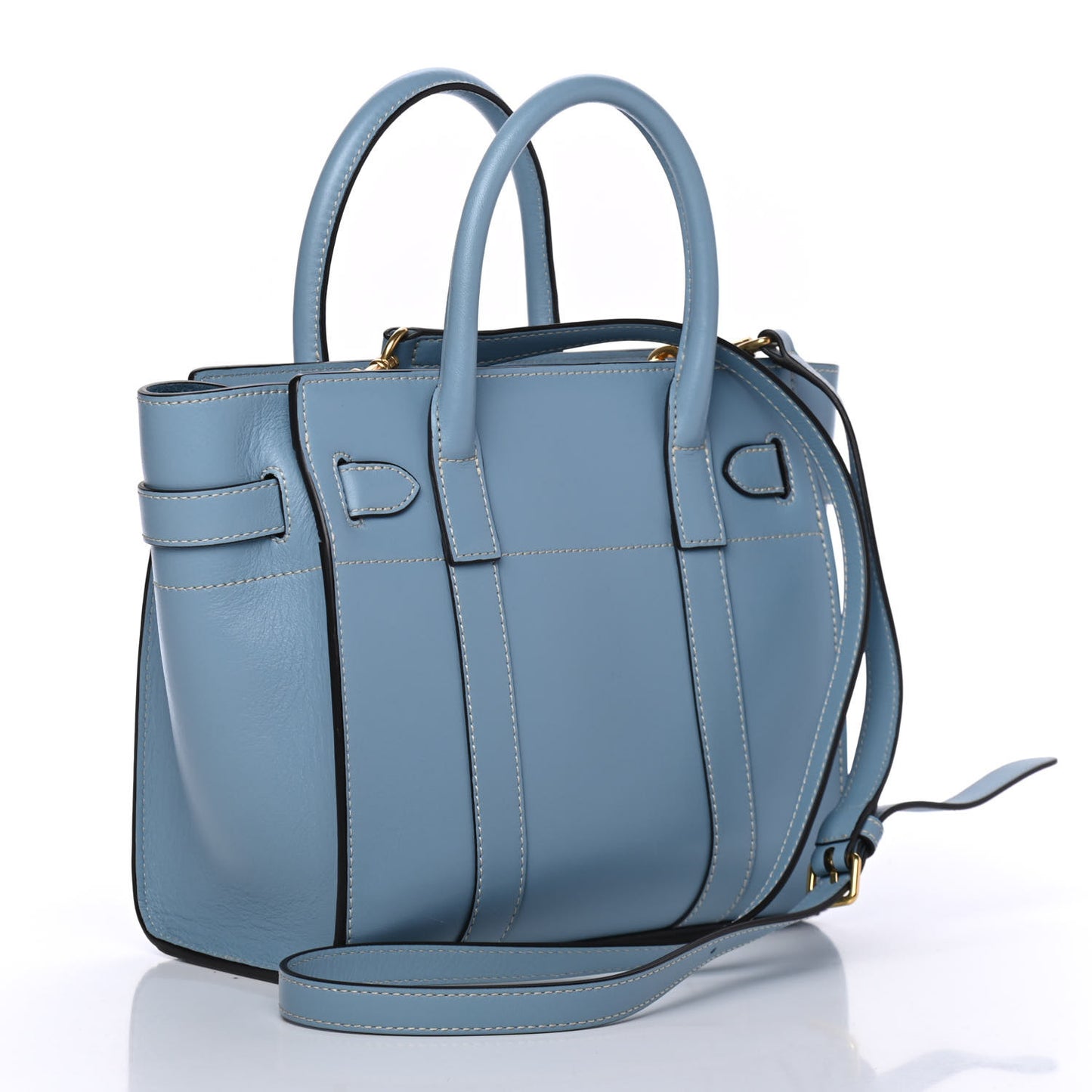 Silky Calfskin Small Bayswater Zip Tote Nordic Blue