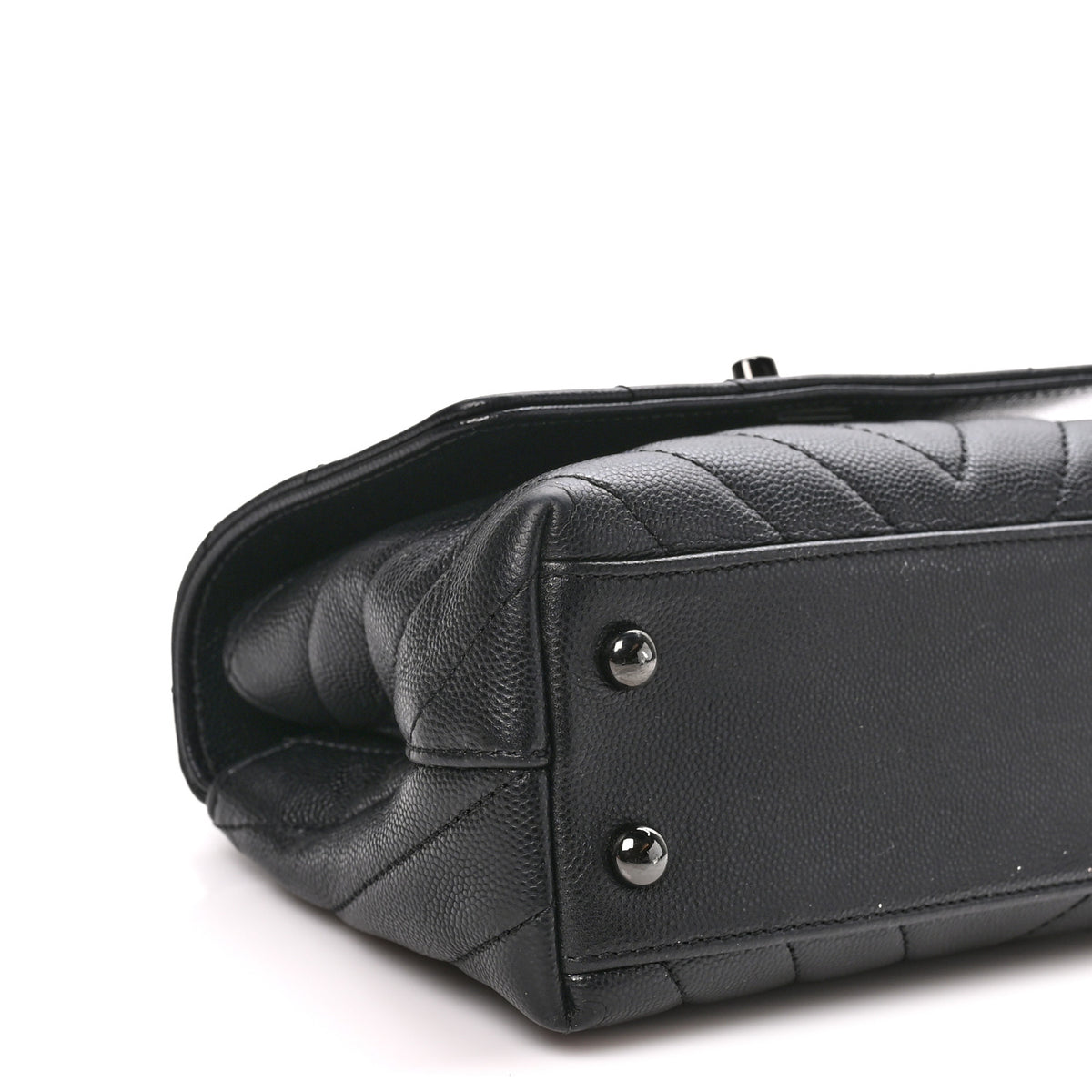 Chanel Caviar Chevron Quilted Extra Mini Coco Handle Flap So Black 9 of 10