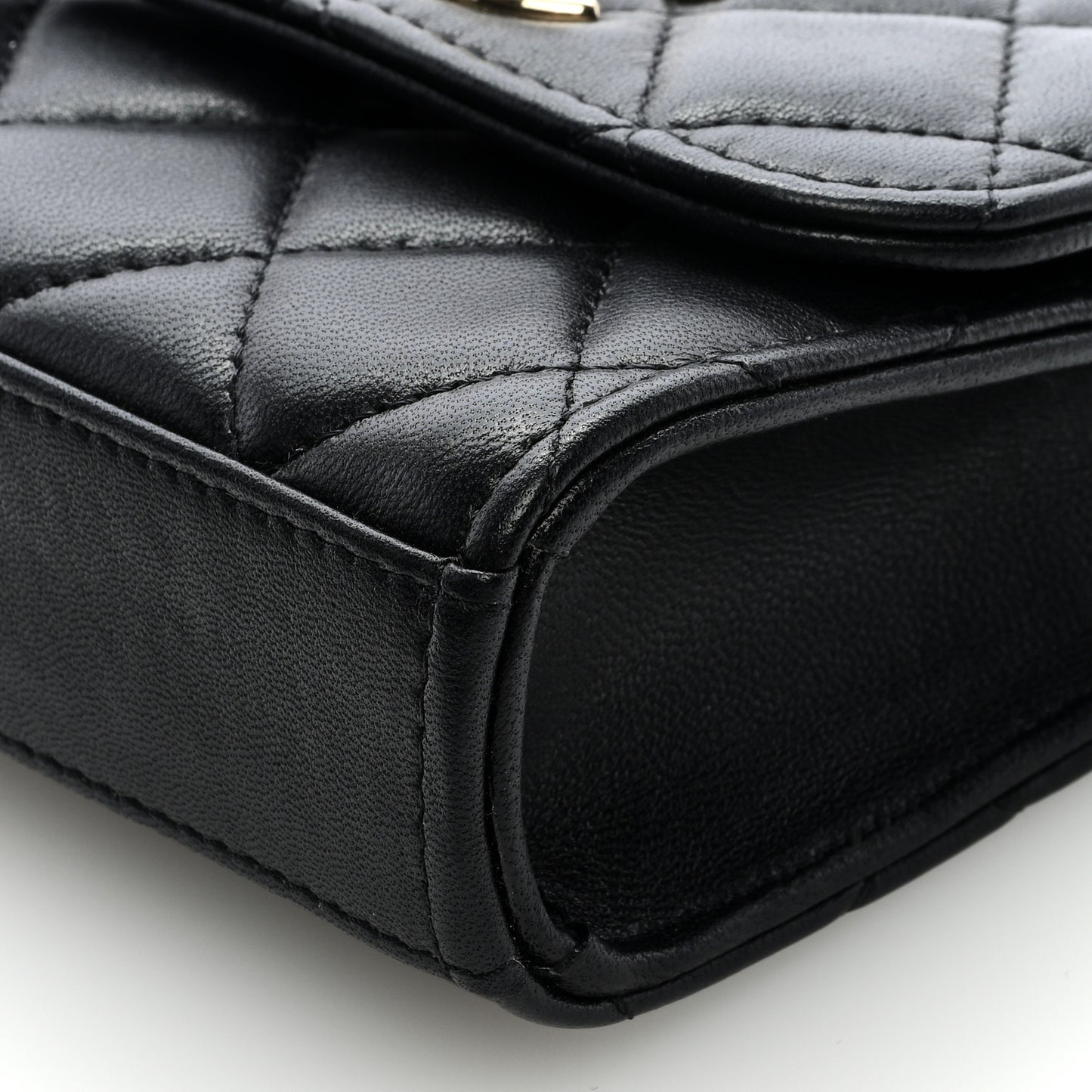 Lambskin Quilted Mini Trendy CC Clutch With Chain Black