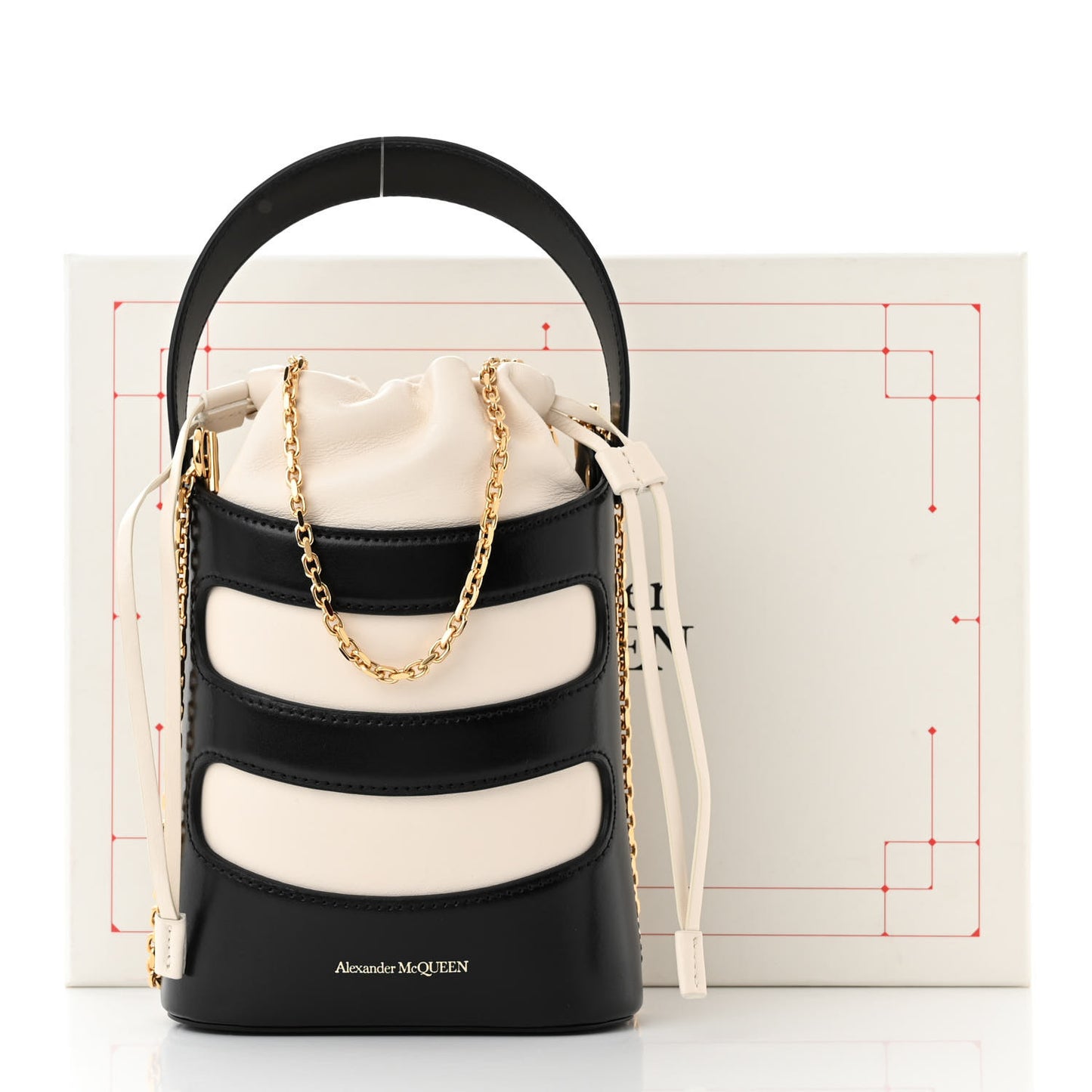 Calfskin The Rise Mini Bucket Bag White Black