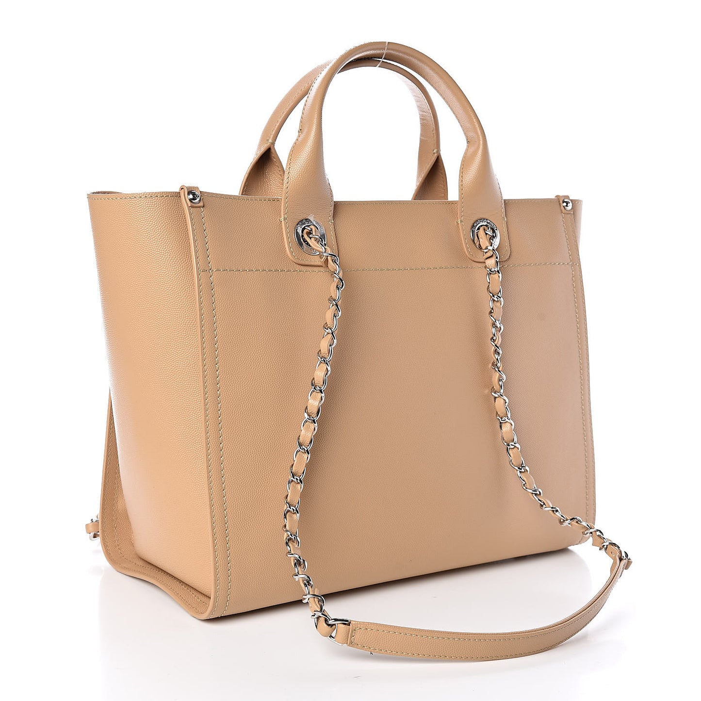 Caviar Small Studded Deauville Tote Beige