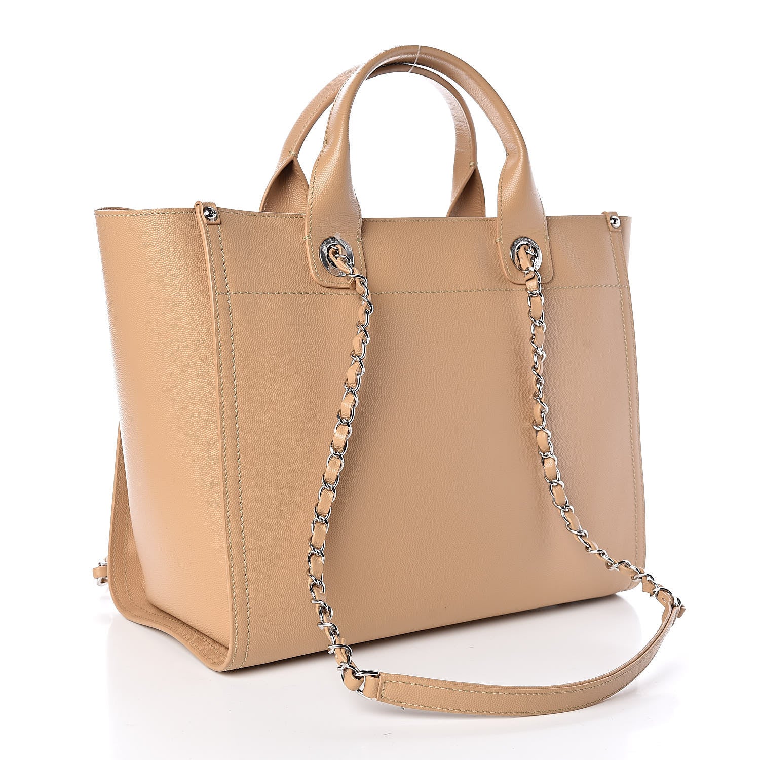 Chanel Caviar Small Studded Deauville Tote Beige 3 of 10