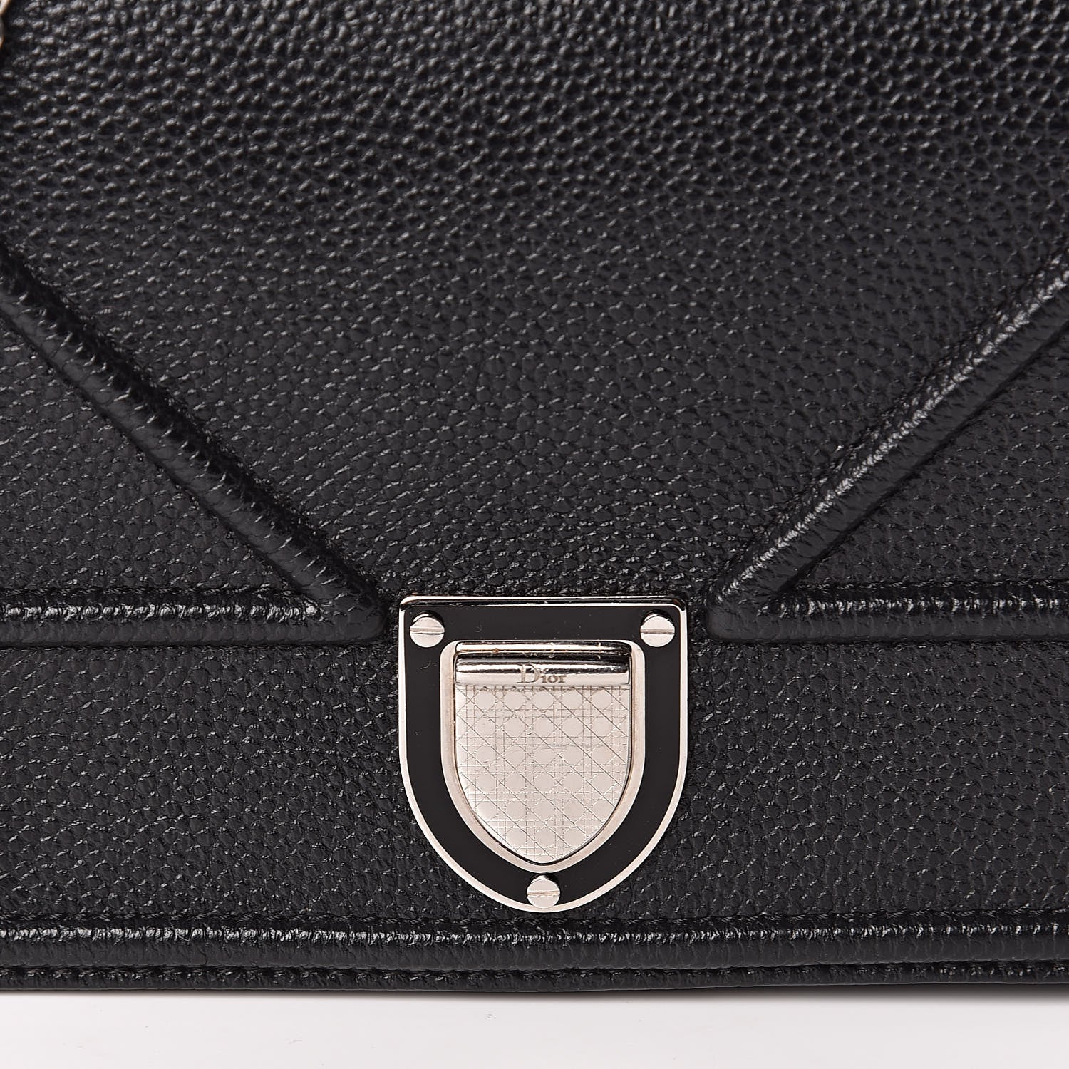 Christian Dior Grained Calfskin Diorama Wallet on Chain Pouch Black 10 of 10