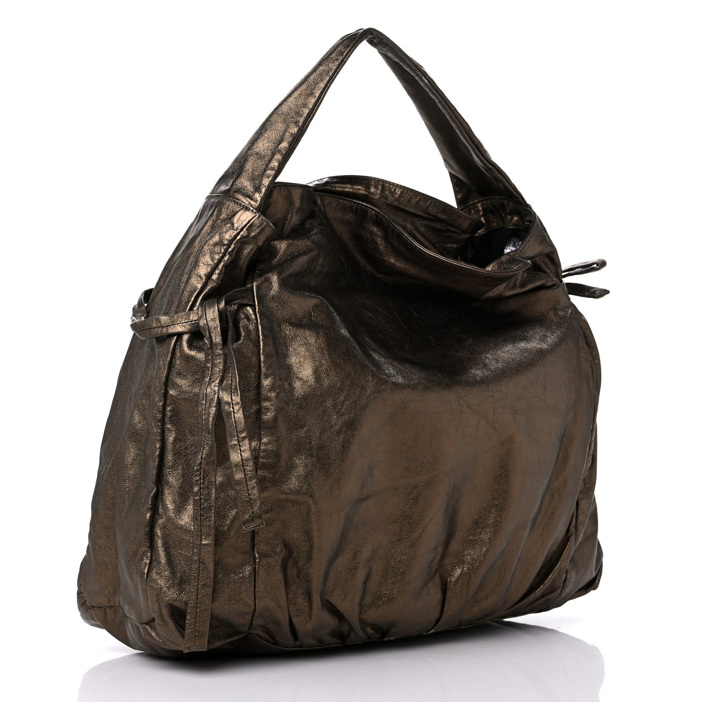 Metallic Calfskin Medium Hysteria Hobo Brown