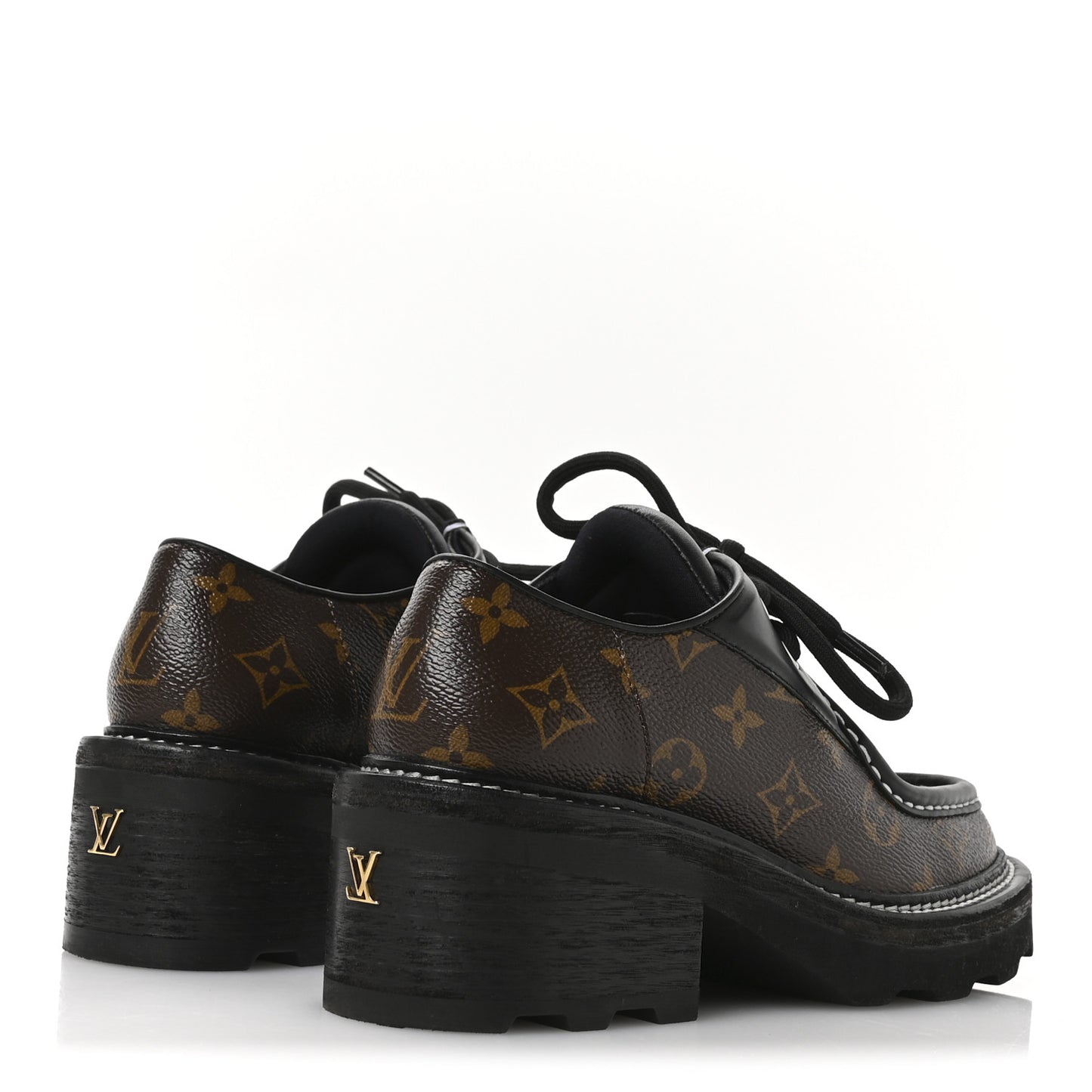 Monogram Calfskin Beaubourg Platform Derby Shoes 38 Brown
