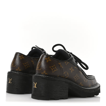 Louis Vuitton Monogram Calfskin Beaubourg Platform Derby Shoes 38 Brown 5 of 9