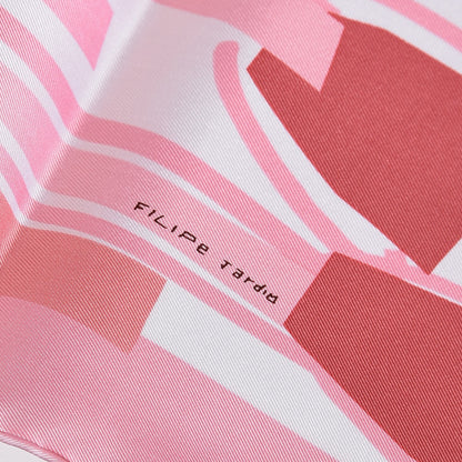 Hermes Silk Sea Surf and Fun Scarf 90 Blanc Rose Corail 6 of 7