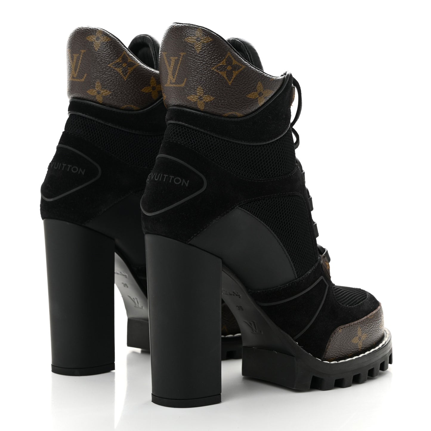 Suede Calfskin Monogram Star Trail Ankle Boots 39 Black