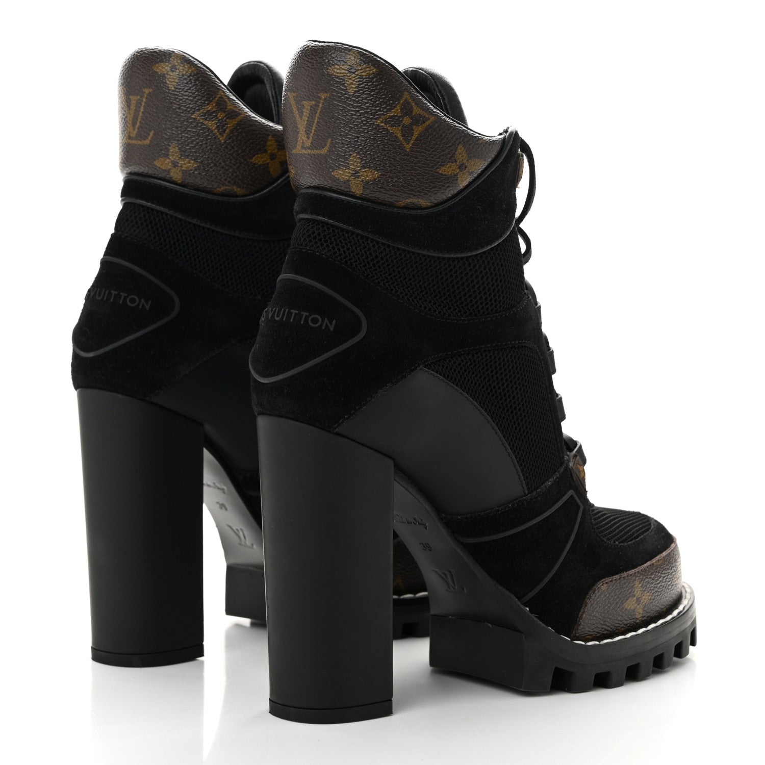 Louis Vuitton Suede Calfskin Monogram Star Trail Ankle Boots 39 Black 4 of 9