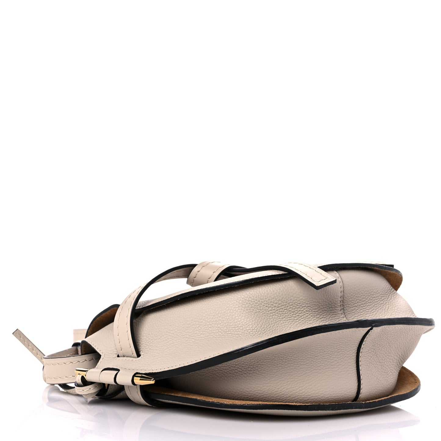 Grained Calfskin Small Gate Crossbody Bag Light Oat