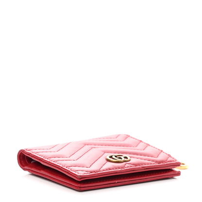 Gucci Calfskin Matelasse GG Marmont Key Case Card Holder Hibiscus Red 4 of 9
