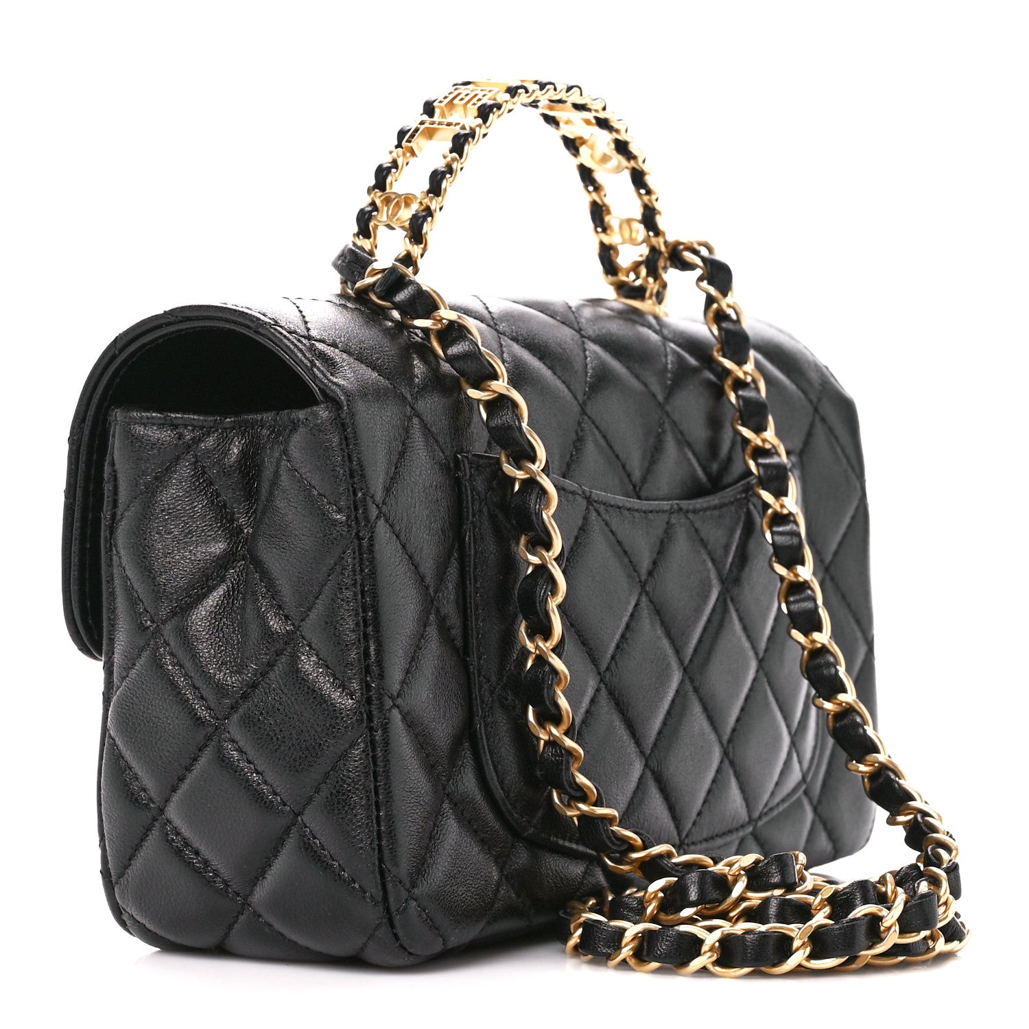 Chanel Lambskin Quilted Mini Strass On Top Flap Black 3 of 12