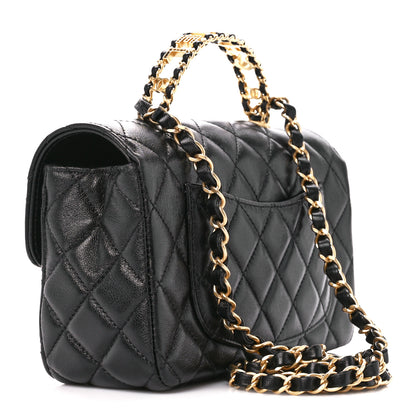 Chanel Lambskin Quilted Mini Strass On Top Flap Black 3 of 12