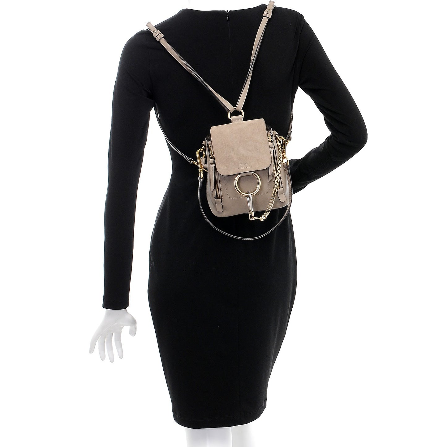 Suede Calfskin Mini Faye Backpack Motty Grey