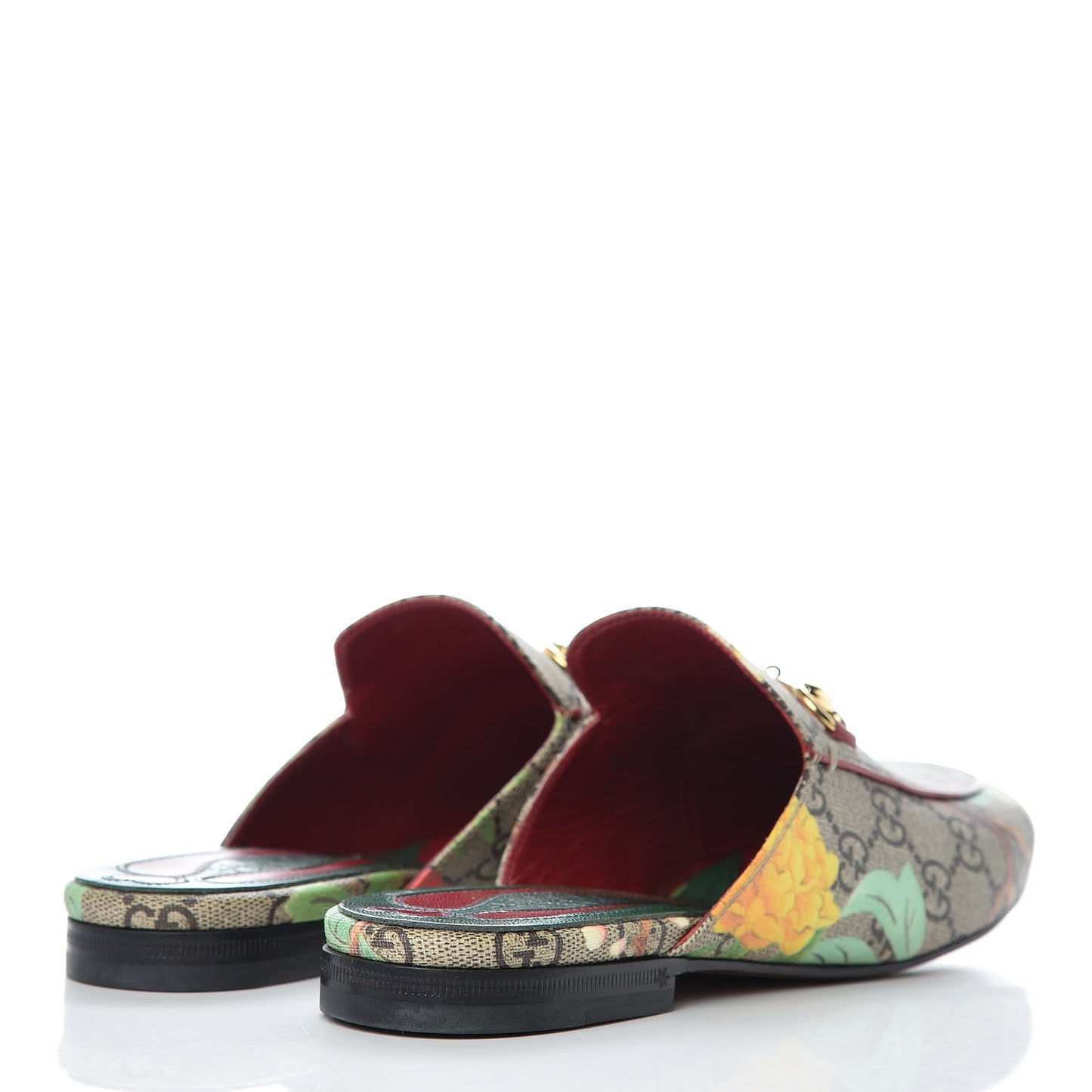 GG Supreme Monogram Tian Womens Princetown Slippers 37 Beige Ebony Multicolor