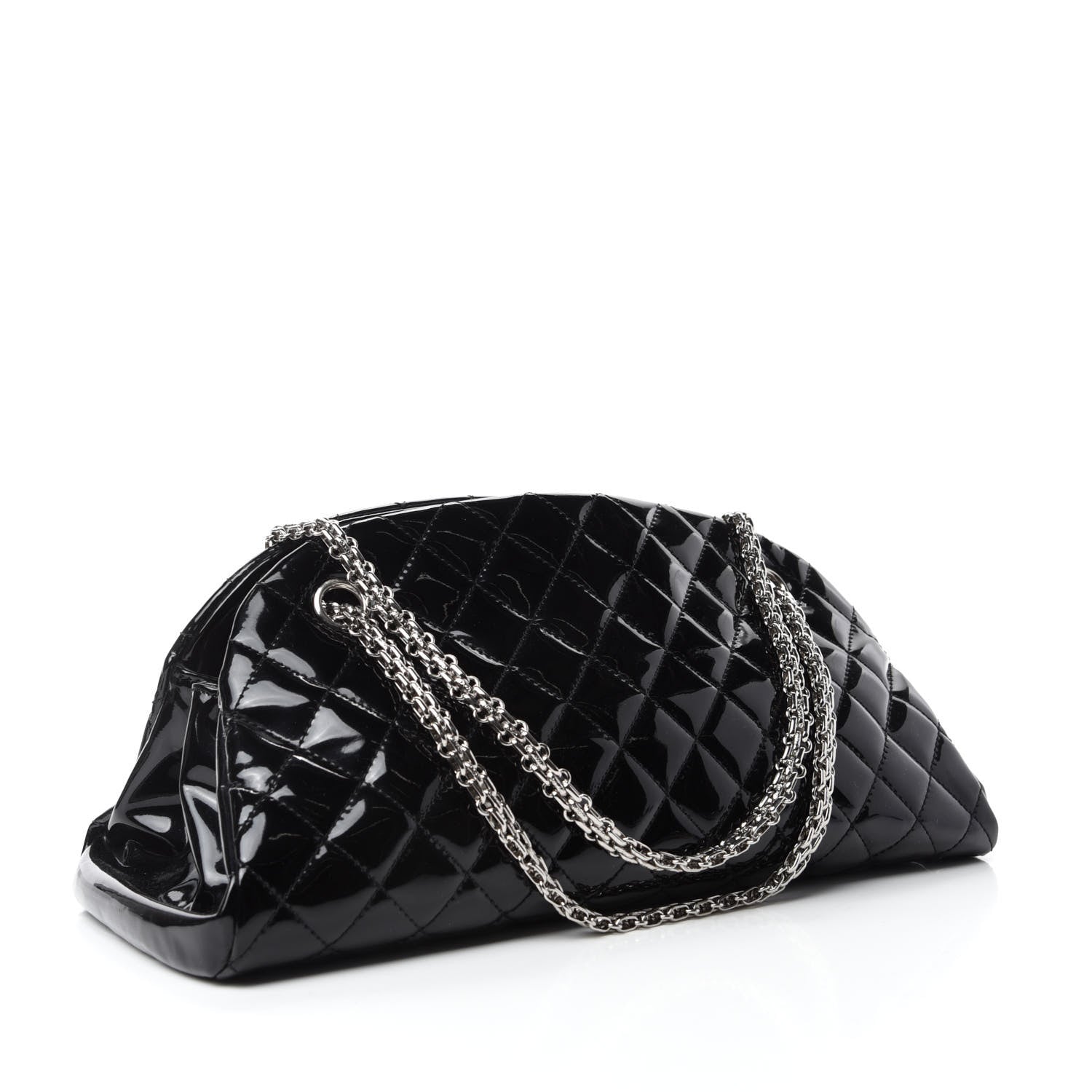 Chanel Patent Quilted Medium Just Mademoiselle Bowling Bag Black 3 of 10
