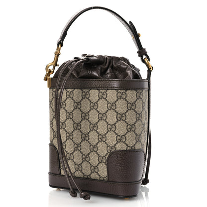 Gucci GG Supreme Monogram Ophidia Small Bucket Crossbody Bag Beige Ebony 3 of 10
