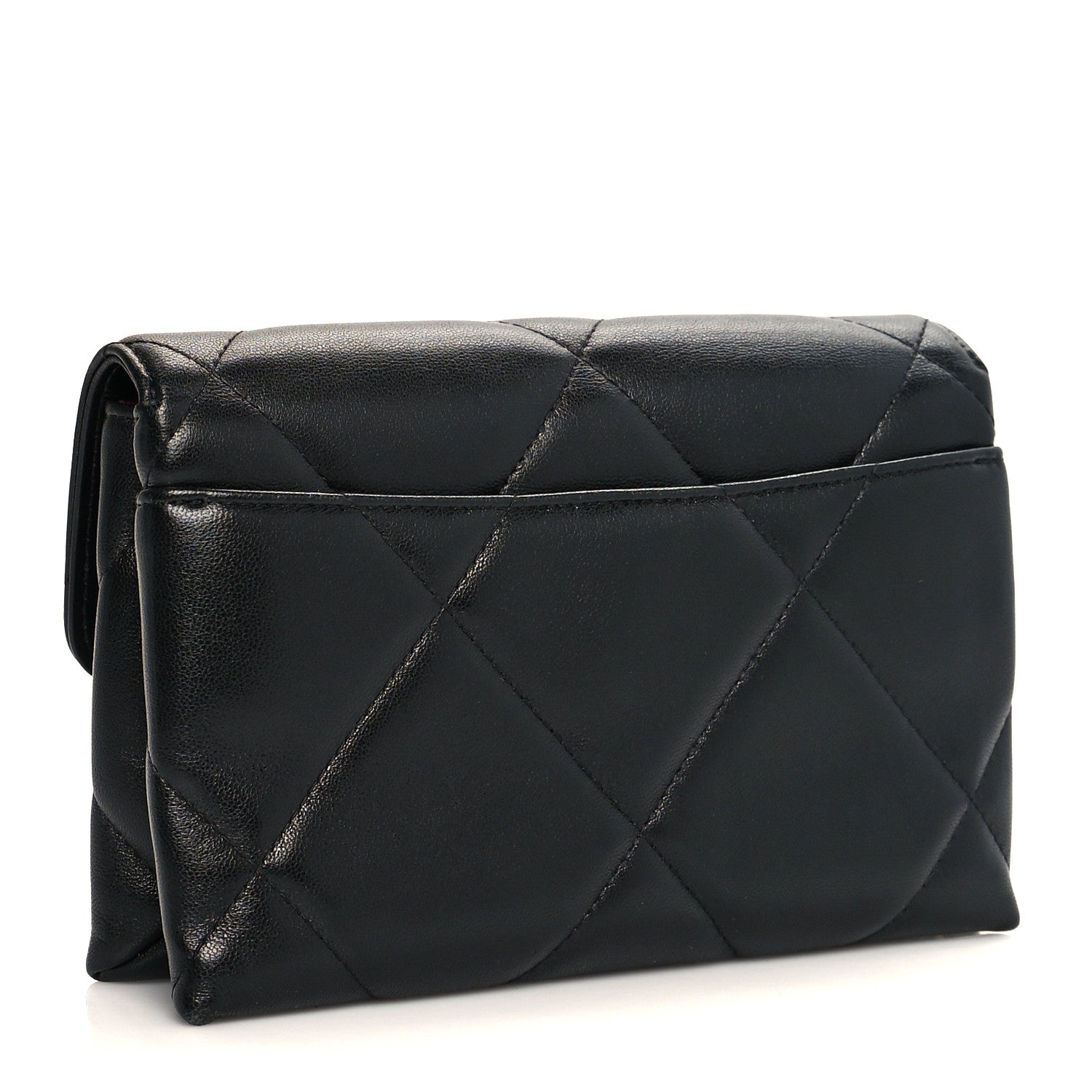 Chanel Lambskin Quilted Chanel 19 Flap Clutch Black 2 of 12