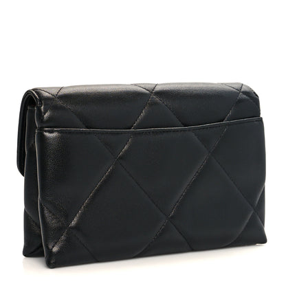 Chanel Lambskin Quilted Chanel 19 Flap Clutch Black 2 of 12