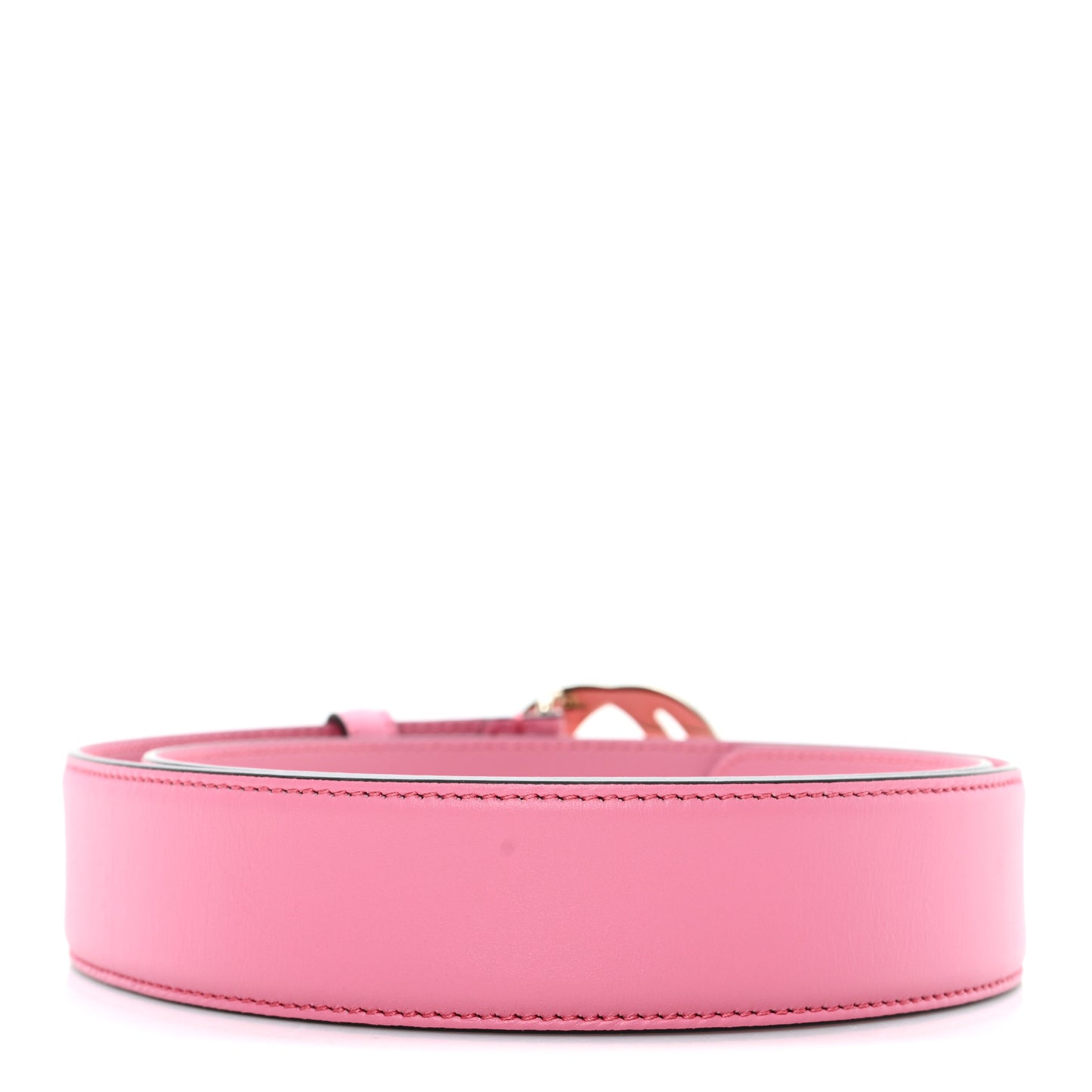 Moon Calfskin Interlocking G 37mm Belt 85 34 Glossy Pink