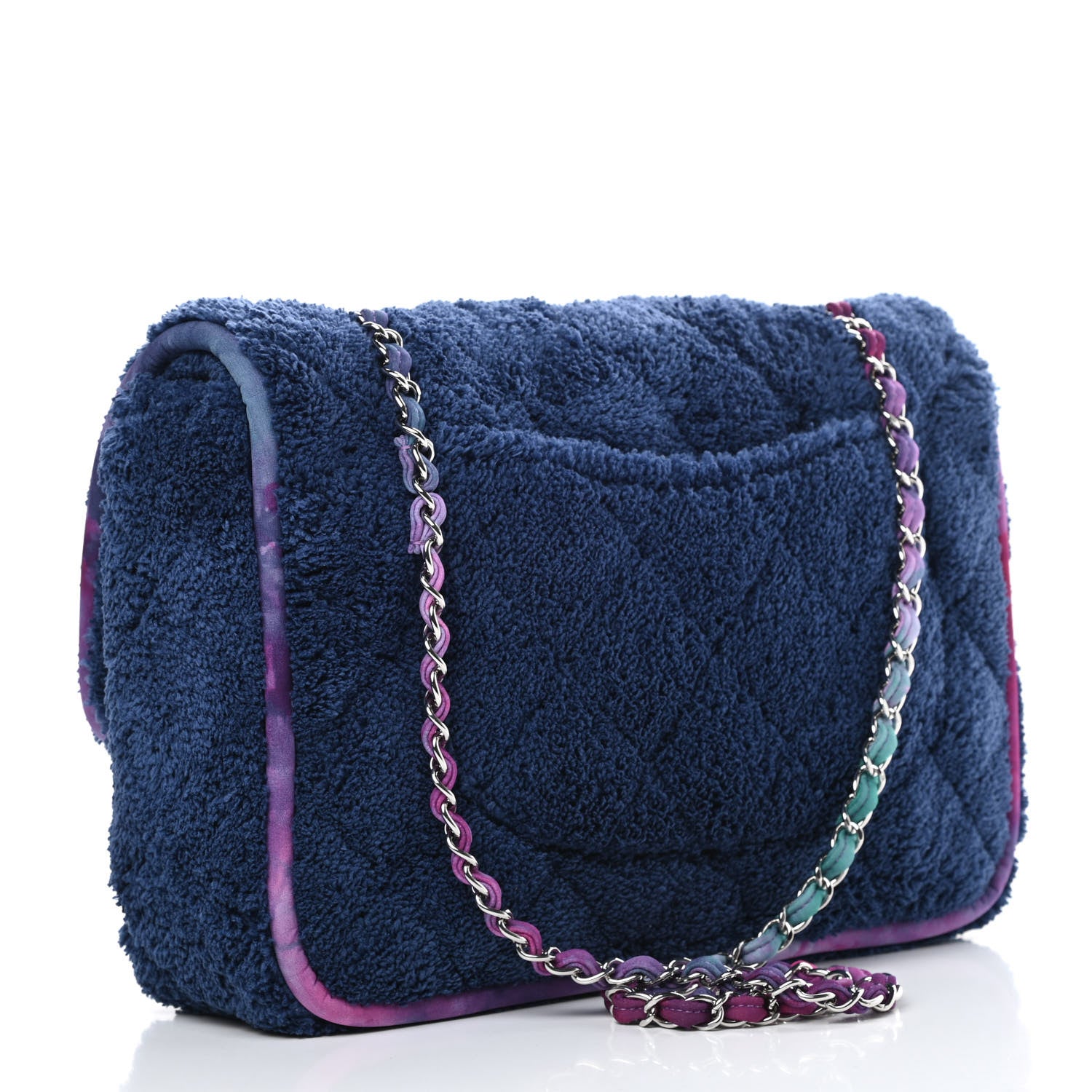 Chanel Mixed Fibers Quilted Large Flap Bag Navy Blue 3 of 11