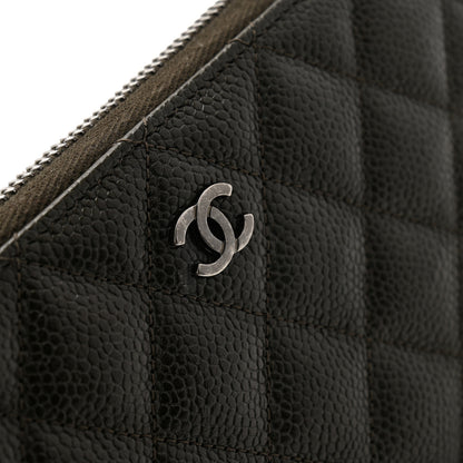 Chanel Metallic Caviar Quilted Large Gusset Zip Around Wallet Dark Charcoal 11 of 12