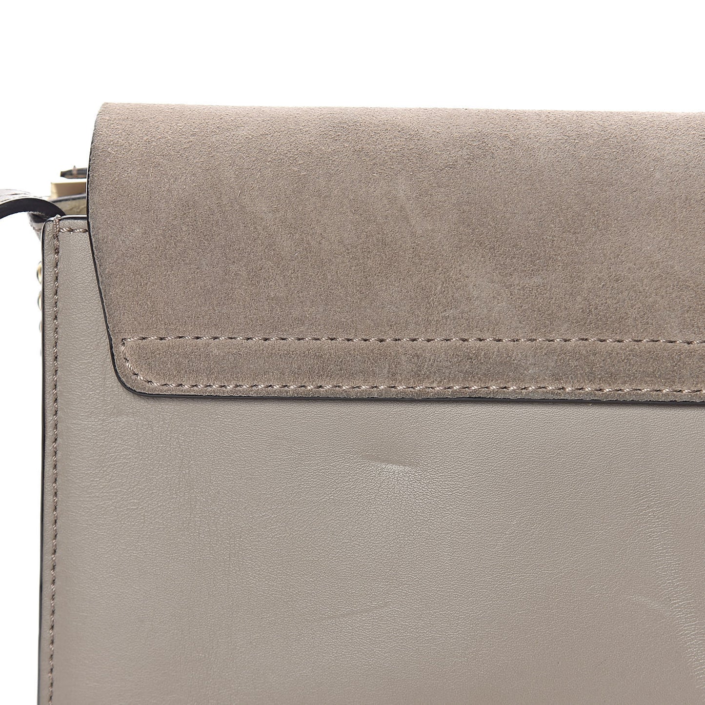 Suede Calfskin Small Faye Shoulder Bag Motty Grey