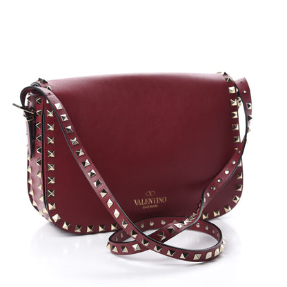 Valentino Garavani Vitello Medium Rockstud Flap Saddle Bag Scarlet 3 of 10