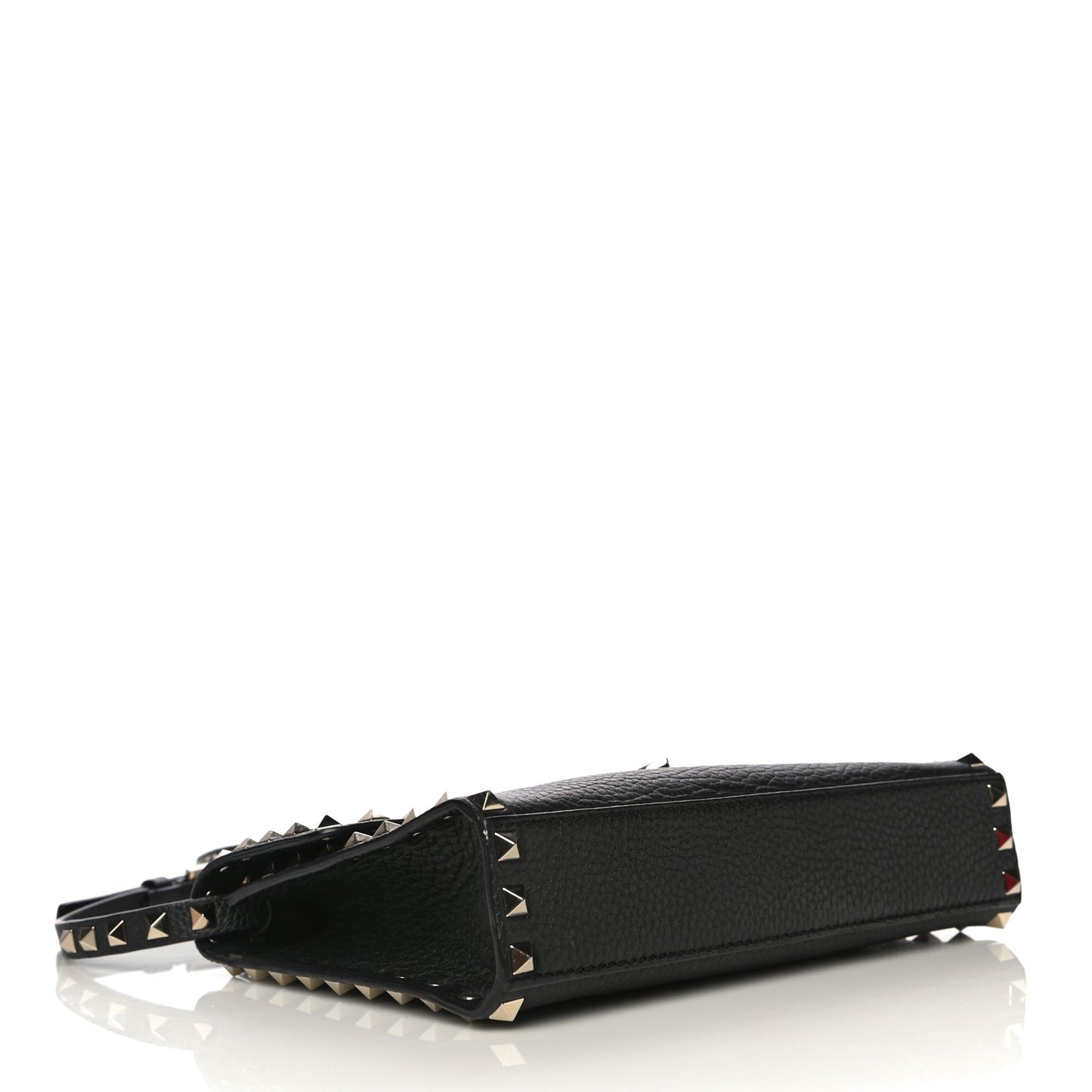 Pebbled Calfskin Medium Rockstud Flip Lock Crossbody Bag Black
