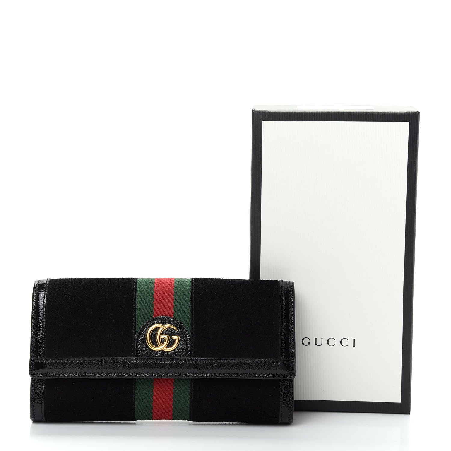 Gucci Suede Patent GG Web Ophidia Continental Wallet Black 8 of 8