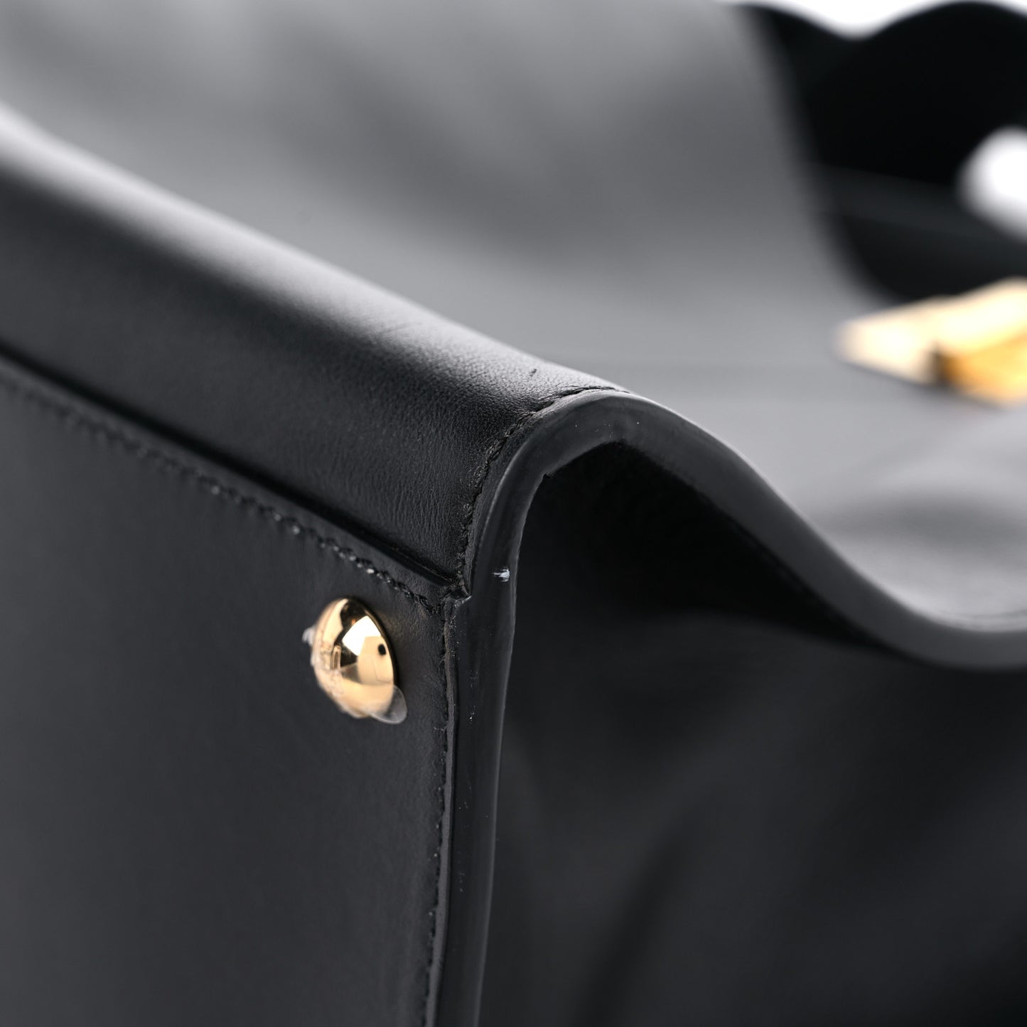 Vitello Seta Glazed Fabric FF 1974 Medium Peekaboo X-Lite Black Mogano Panna