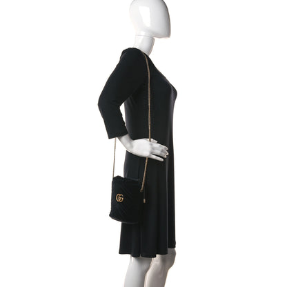 Gucci Velvet Matelasse Mini GG Marmont 2.0 Bucket Bag Black 3 of 11