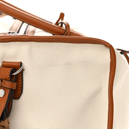 Fendi Canvas Logo Embroidered Duffle Bag Grezzo Cuoio 16 of 18