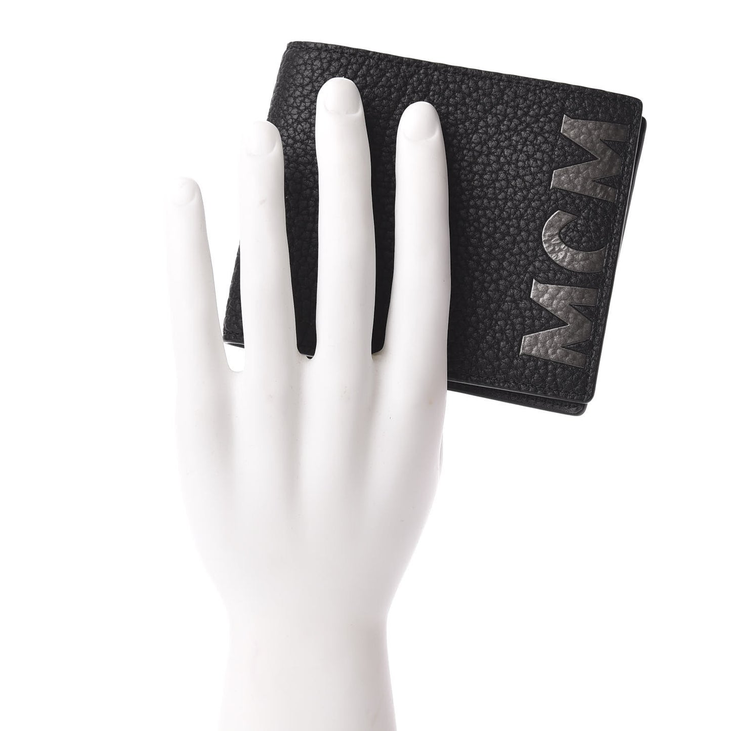 Grained Calfskin Logo Bi-Fold Wallet Black