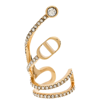 Christian Dior Metal Crystal Petit Rigid CD Ear Jewelry Gold 1 of 3