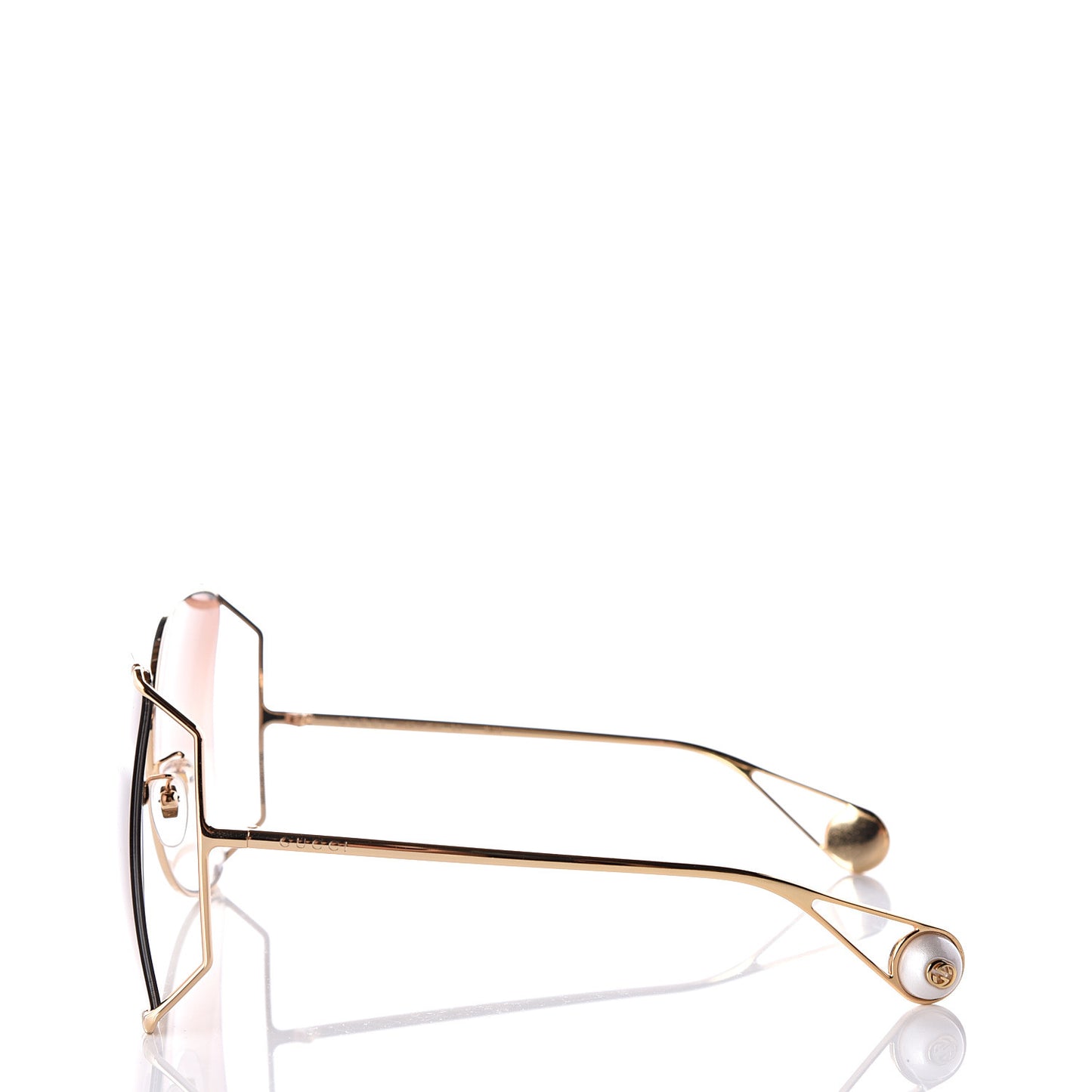 Oversized Round Sunglasses GG0252S Gold Brown