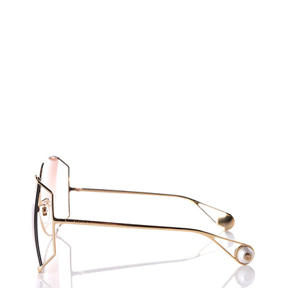 Gucci Oversized Round Sunglasses GG0252S Gold Brown 3 of 8