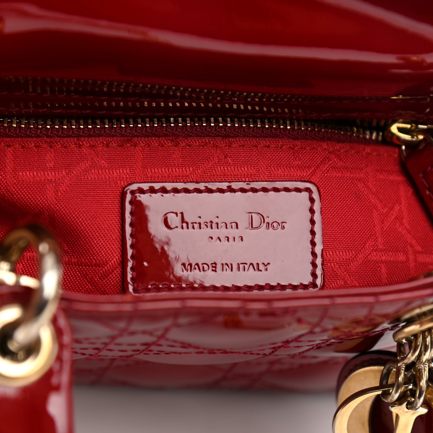 Christian Dior Patent Cannage Mini Lady Dior Red 8 of 10