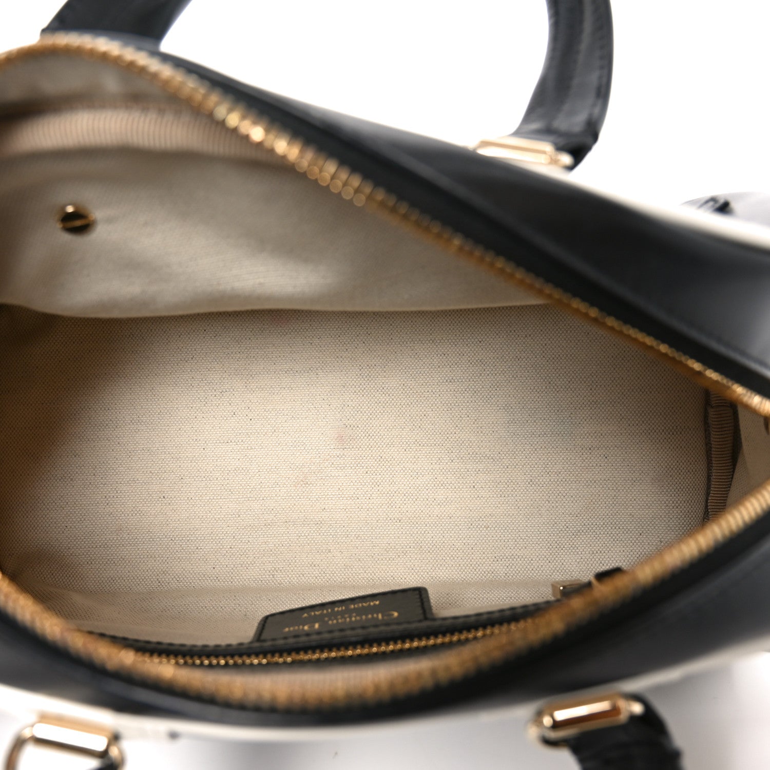 Christian Dior Calfskin Small Dior Vibe Zip Bowling Bag Black White 5 of 10