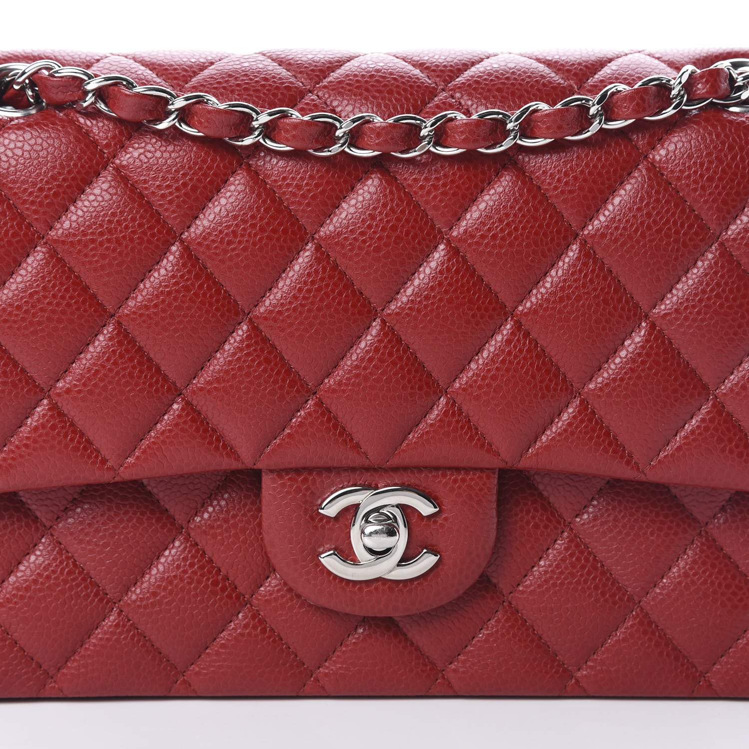 Chanel Caviar Quilted Medium Double Flap Red 8 of 12