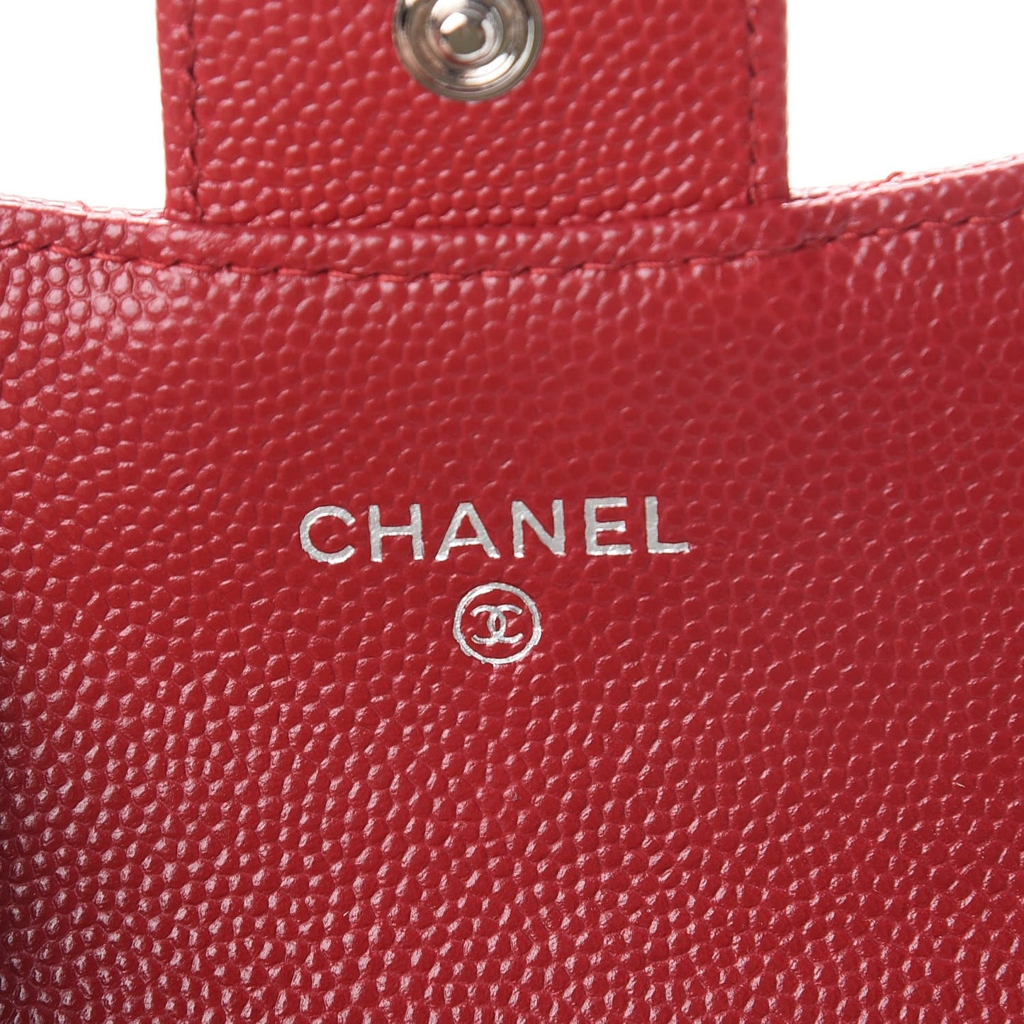 Caviar Quilted Flap Card Holder Dark Red