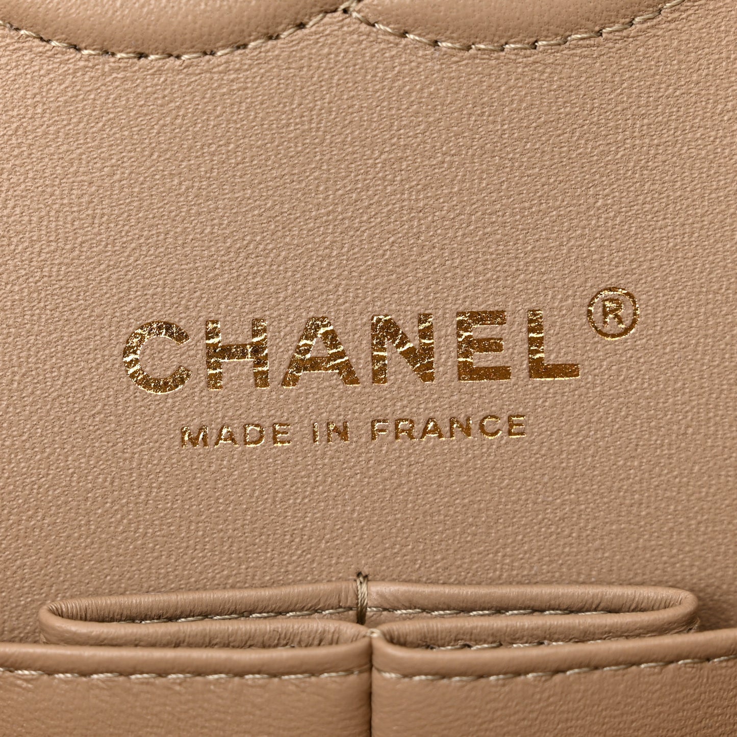 Caviar Quilted Medium Double Flap Beige