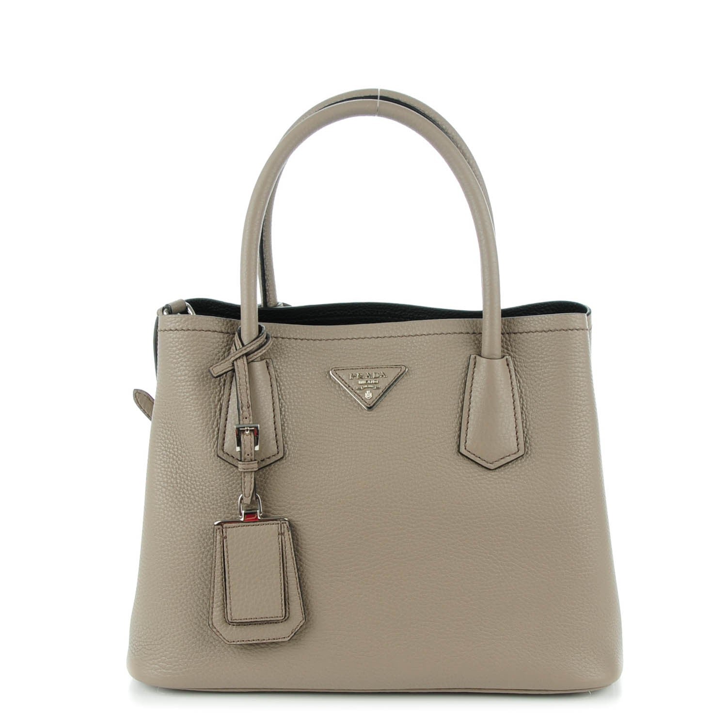 Prada Vitello Daino Small Double Bag Argilla Black 1 of 8
